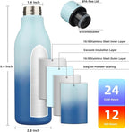 BJPKPK Insulated Water Bottles, 18 oz Stainless Steel Metal Water Bottle with Strap, BPA Free Leak Proof Thermos, Mugs, Flasks, Reusable Water Bottle for Sports & Travel, Sky