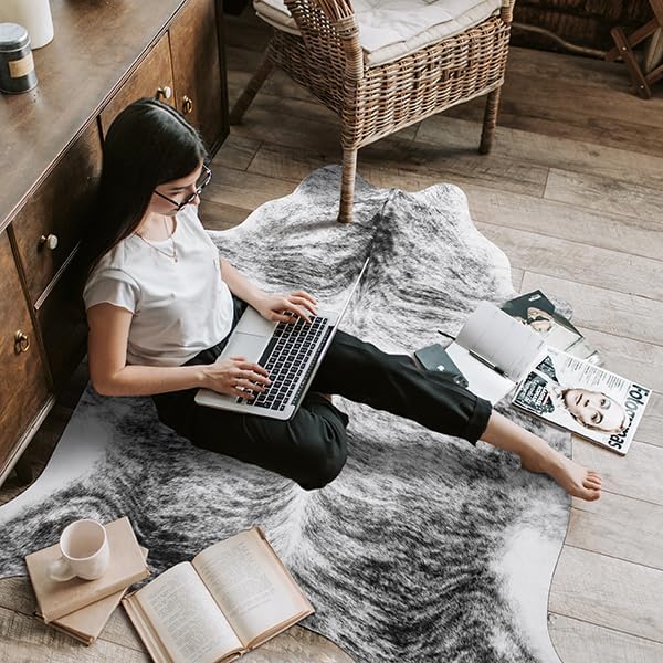 Western Faux Cowhide Rug, Animal Cow Hide Rug, 3 x 4 Ft Black | Premium Sturdy - Image 9