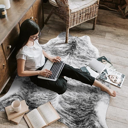 Western Faux Cowhide Rug, Animal Cow Hide Rug, 3 x 4 Ft Black | Premium Sturdy - Image 9