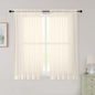 Cream Sheer Curtains for Bedroom Living Room 54 Inch Length 2 Panels Set by WelvetBLK