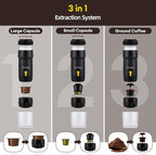 3 In 1 Portable Coffee Maker for Travel, 20 Bar Portable Espresso Machine with USB,Travel Coffee Maker Self-Heating, Compatible with Ground Coffee & Capsule for Hiking,Office,RV（Upgrade）