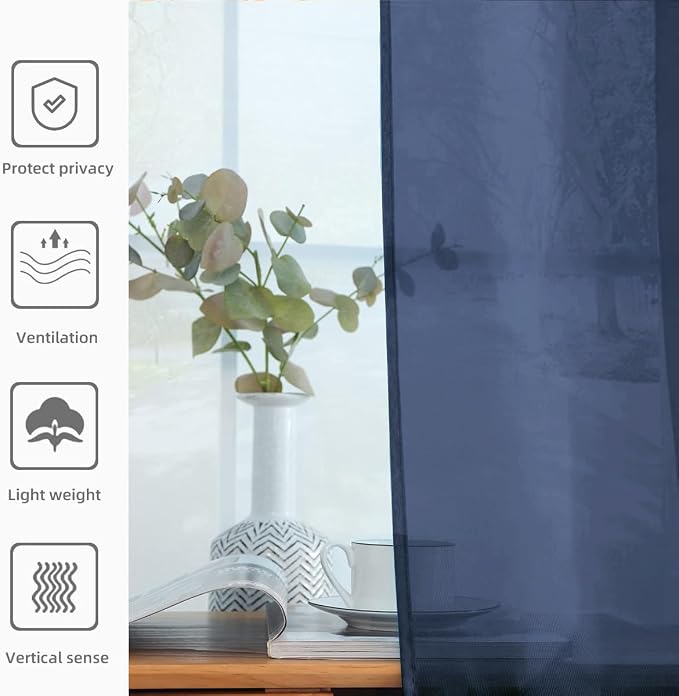 SpaceDresser Sheer Voile Window Treatment Rod Pocket Curtain Panels - Image 7