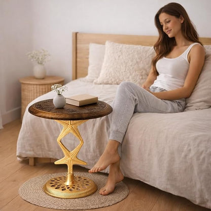 Side Tables-Hand Carved Vintage Boho Folding End Tables - Image 9