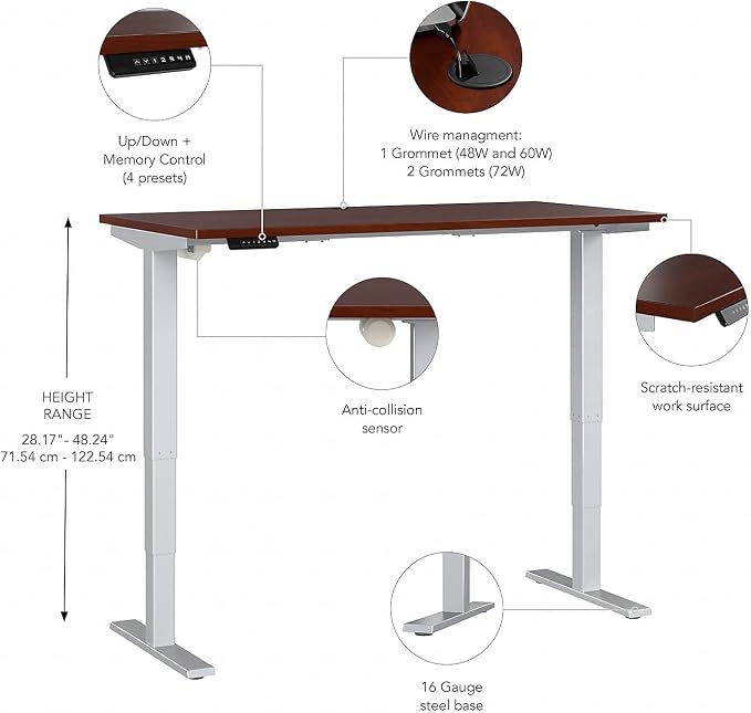Bush Business Furniture 72-inch Electric Height Adjustable Standing Desk - Image 3