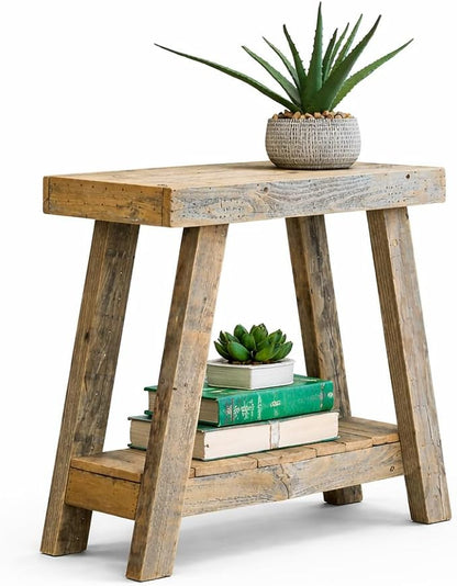 Doug and Cristy Designs Aztec A-Frame Side Table; Reclaimed Wood End Table by DougandCristyDesigns