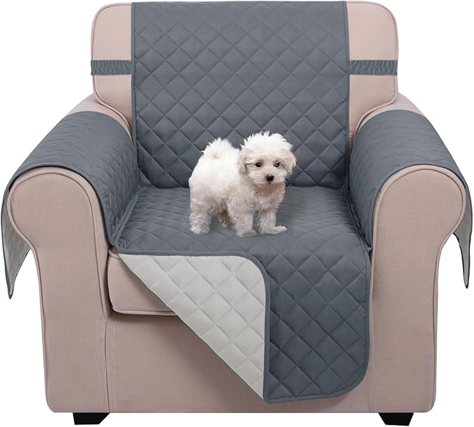 U-NICE HOME Reversible Recliner Chair Covers, Dark Blue/Light Grey | by U-NICEHOME