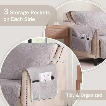Cloud Purple Sofa Covers with Pockets, Anti-Slip Medallion Couch Covers - Image 5