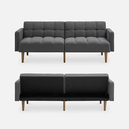 mopio Aaron 76.8" Couch, Small Futon Sofa Bed, Mid Century Modern Futon Couch - Image 9