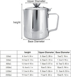 Stainless Steel Milk Frothing Pitcher, Stainless Steel Coffee Cup Mug Milk Frothing Pitcher Jug with Lid for Latte Coffee Art for Office Kitchen with handle(600ml)