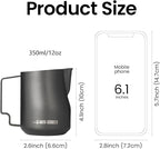 MHW-3BOMBER Milk Frothing Pitcher 12oz/350ml Milk Frother Cup Espresso Steaming Pitcher Stainless Steel Milk Frother Cup Barista Latte Art Round Spout Latte Art Pitcher P7121S