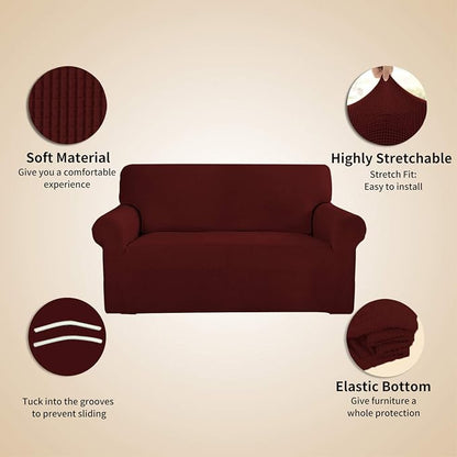 Easy-Going Stretch 4 Seater Oversized Sofa Couch Cover Wine | 1-Piece Extra - Image 4