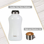 YOHKOH Mini Insulated Water Bottle With Bamboo Lid - 8.8oz Small Vacuum Insulated Water Bottle for Women Kids, 12 Hrs Hot & 24 Hrs Cold Stainless Steel Thermos Leak-Proof BPA-Free (8.8oz,White)