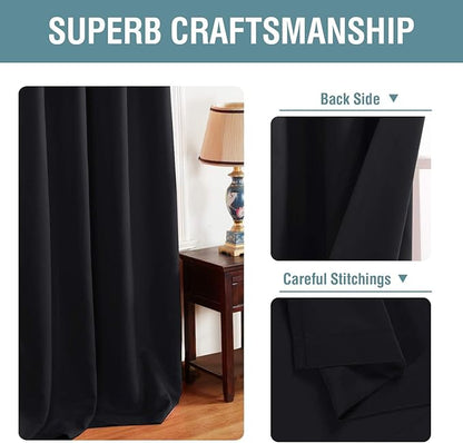 H.VERSAILTEX Blackout Curtains for Bedroom Black Out Curtains 120 inch Thermal - Image 3