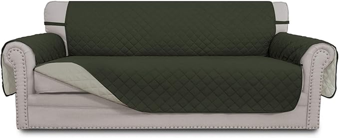 Easy-Going Reversible Couch Cover, 4 Seater Sofa, Army Green/Beige | XX-Large by Easy-Going