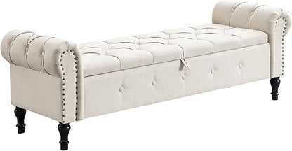 67" Storage Bench for Bedroom, Linen End of Bed - Image 9