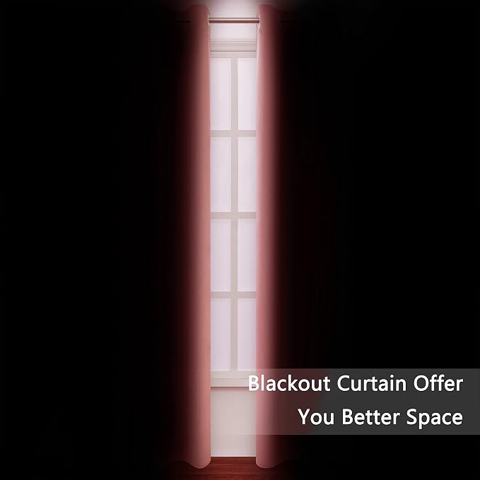Blackout Curtains 52 x 95 inch/Coral Curtains Set of 2 Panels/Thermal Insulated - Image 3