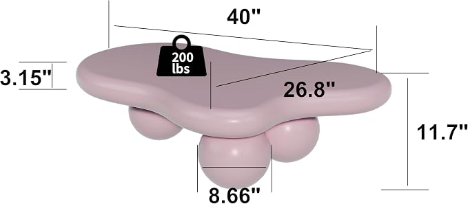 40” Cloud Coffee Table with 3 Ball Legs, Modern Irregular Center Table - Image 2