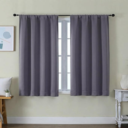 Simplebrand Ava Greyish Purple Short Blackout Curtains by Simplebrand