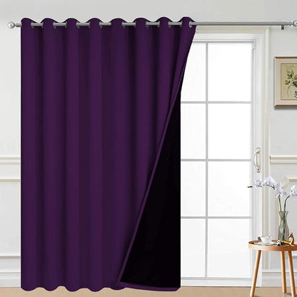 Yakamok Purple 100% Blackout Patio Door Curtain Panels W100 x L84, 1 Panel | by Yakamok