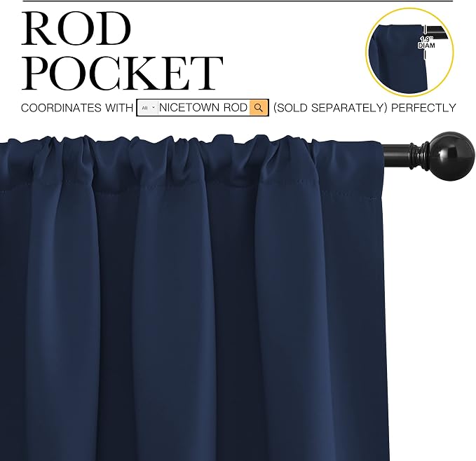 NICETOWN Navy Curtains Blackout Draperies - Image 3