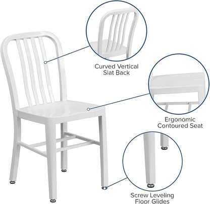 Flash Furniture Gael Commercial Grade 2 Pack White Metal Indoor-Outdoor Chair - Image 6