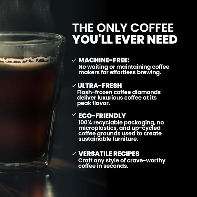 Luxury Instant Espresso - 160mg Caffeine, Hot or Iced Instant Coffees, Cold Brew Coffee, Double Shot Espresso, 12 Counts, 100% Arabica, Sugar Free, No Additives - Original Diamond Brew