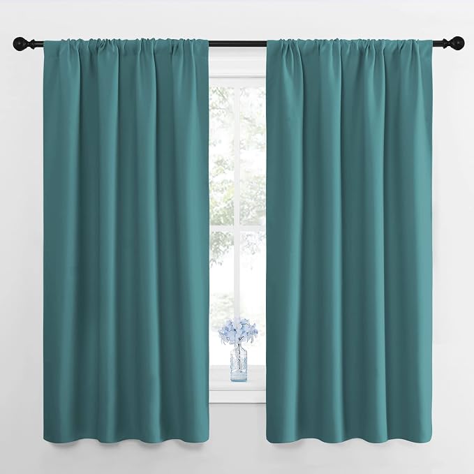 NICETOWN Window Curtains for Bedroom, Sea Teal, 2 Panels, W42 x L48 -Inch by NICETOWN