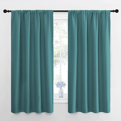 NICETOWN Window Curtains for Bedroom, Sea Teal, 2 Panels, W42 x L48 -Inch by NICETOWN