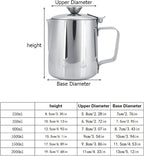 Stainless Steel Milk Frothing Pitcher, Stainless Steel Coffee Cup Mug Milk Frothing Pitcher Jug with Lid for Latte Coffee Art for Office Kitchen with handle(1000ML)