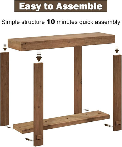WINWYY Solid Wood Console Table, 42.5" Farmhouse Entryway Tables Thickened - Image 2