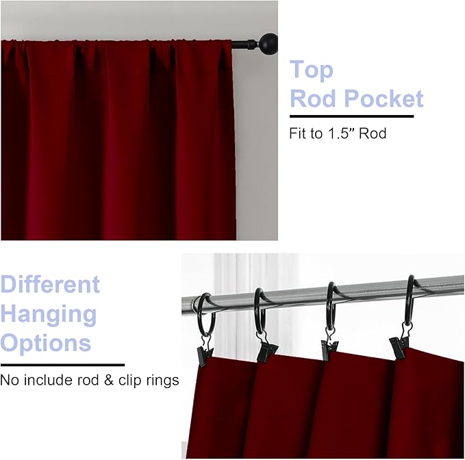 Simplebrand Ava Red Short Blackout Curtains - Image 4