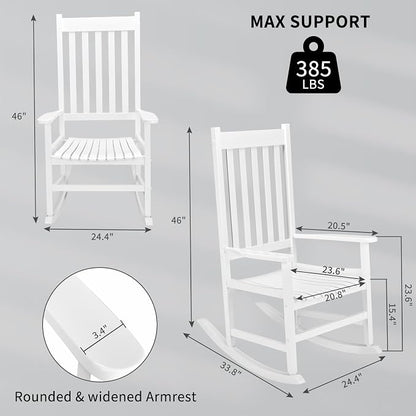 Outvita Outdoor Rocking Chair, Solid Wood High Back Rocker, All Weather Lounge - Image 3
