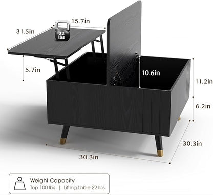 JOINICE 32" Square Lift Top Coffee Table - Image 2