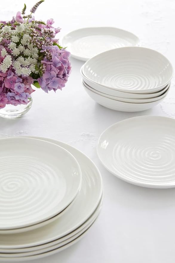Portmeirion Sophie Conran White Coupe Side Plate Set of 4-6.5 Inch Porcelain Dining Plates with Non-Stick Glaze, Durable Tableware & Everyday Dinnerware, Dishwasher, Microwave, Freezer & Oven Safe