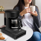 Coffee Knock Box Drawer, Espresso Knock Box Drawer Stainless Steel Coffee Knock Box for Espresso Coffee Grounds Coffee Puck Box with Removable Rubber Strike Wood Pole and Non Slip Base