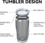 DOMICARE 20oz Tumbler with Lid Stainless Steel Tumblers Bulk, Double Wall Vacuum Insulated Coffee Travel Mug Powder Coated Tumbler, Dark Blue