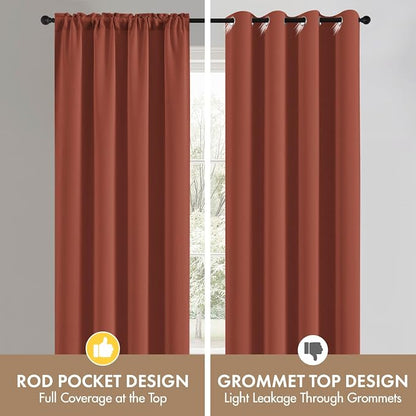 MIULEE 4 Panel Set Short Bedroom Blackout Curtains 54 Inch Long Terracotta | - Image 7