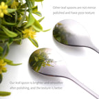 AnSaw Elegant Silver Leaf Coffee Spoons - 10-Piece, 4.7" Mini Stainless Steel Espresso & Dessert Tea Spoons, Perfect for Demitasse & Small Servings