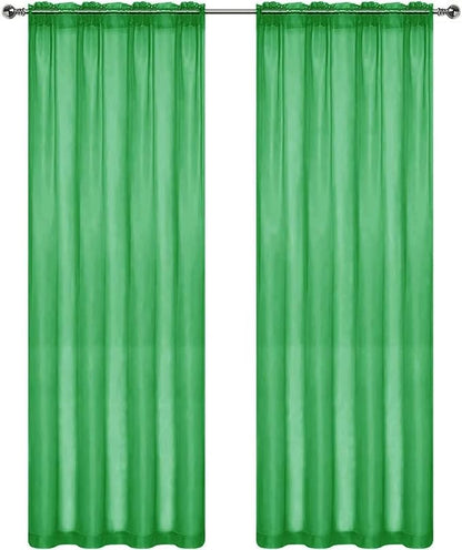 SpaceDresser Basic Rod Pocket Sheer Voile Window Curtain Panels Green 1 Pair 2 - Image 5