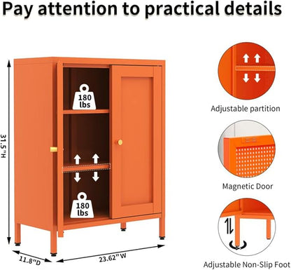 Orange Metal Storage Cabinet - Image 2