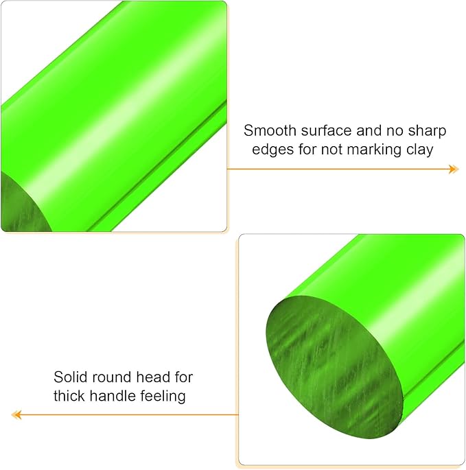 HARFINGTON Acrylic Clay Roller 6 Inch x 1 Inch Solid Non-Stick Plastic Round Tube Roller Polymer Clay Rod Fondant Rolling Pin for Shaping, Sculpting, Modeling DIY Crafts, Green
