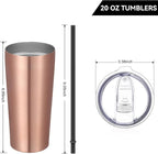 VEGOND 20oz Tumbler Bulk with Lid and Straw 6 Pack, Stainless Steel Vacuum Insulated Tumbler, Double Wall Coffee Cup Travel Mug, Rose Gold