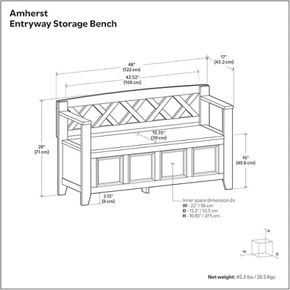 SIMPLIHOME Amherst Entryway Storage Bench - Image 3