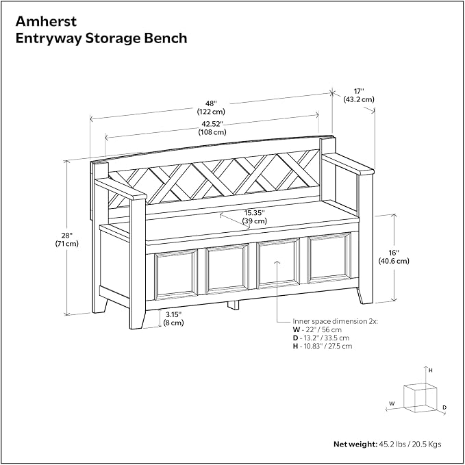 SIMPLIHOME Amherst Entryway Storage Bench - Image 13