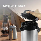 Airpot Coffee Dispenser with Pump,102 OZ/ 3L Large Coffee Dispenser with Tea Filter for Party Hot Drinks Water Tea Chocolate Hot/Cold Water, Insulated Stainless Steel Thermal Carafes