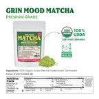 GRIN MOOD Matcha Powder Organic Green Tea Powder - Decaffeinated Green Tea, Authentic Korean Matcha, Halal (3.53oz, Premium Grade)