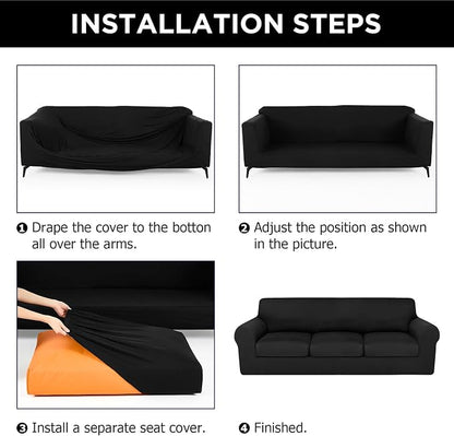 HunnmingRe Sofa Covers for 3 Cushion Couch Stretch Sofa and Loveseat Covers Set - Image 4