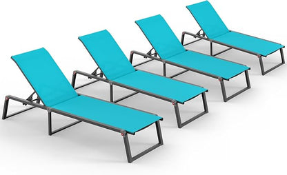 Aluminum Chaise Lounge Chair Outdoor, Foldable& No Assembly Patio Pool Lounge by Oasbira