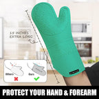 Rorecay 6pcs Oven Mitts and Pot Holders Sets Heat Resistant 500 Degrees, Non-Slip Silicone Hot Pads Potholders for Kitchen Baking Cooking, Extra Long Oven Gloves Quilted Liner, Jungle