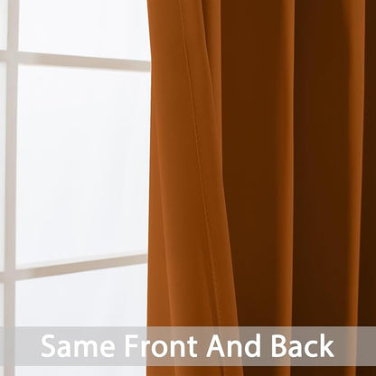 Yakamok Room Darkening Curtains 52x96 inch Length Burnt Orange-Living Room | 2 - Image 3